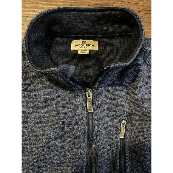 Woolrich Men's XL Blue Fleece Pullover With Chest Pocket Quarter‎ Zip Sweater - Picture 4 of 6